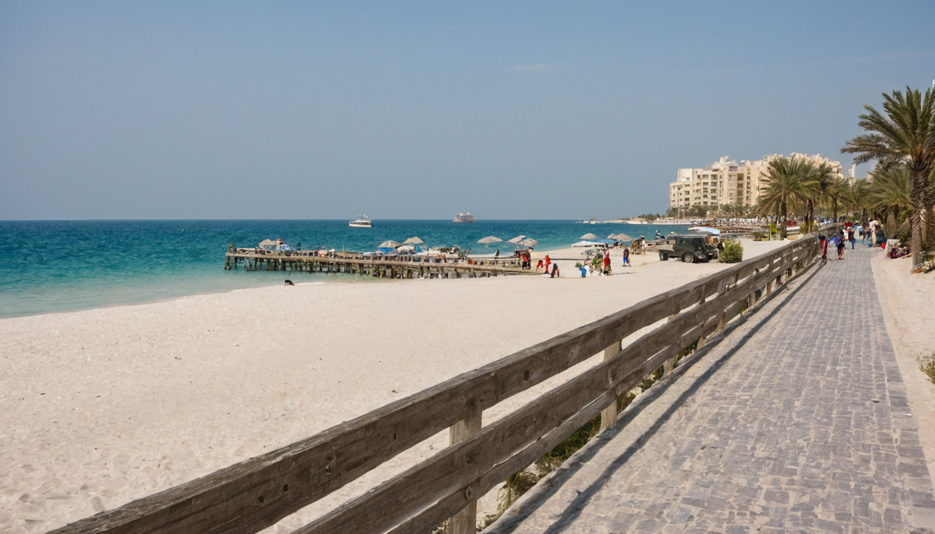 Car-free Al Marjan Island guide visual for What does salt air mean for exterior materials on Al Marjan Island
